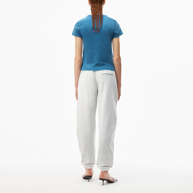 Purchase (W) 亚历山大王 SS21 酸洗皱纹蓝色圆领女款T恤 1CC1201328-424