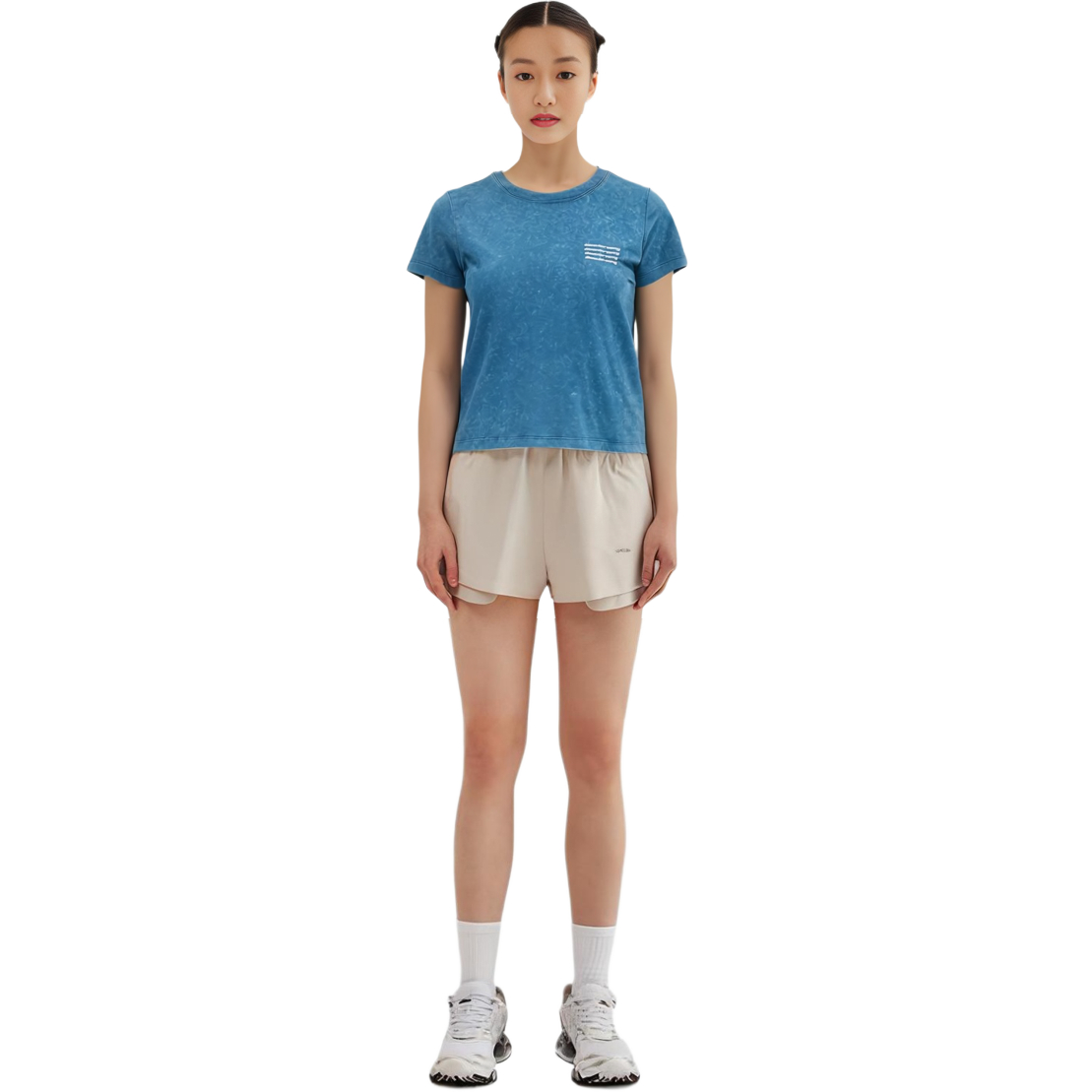 Cheap (W) 亚历山大王 SS21 酸洗皱纹蓝色圆领女款T恤 1CC1201328-424