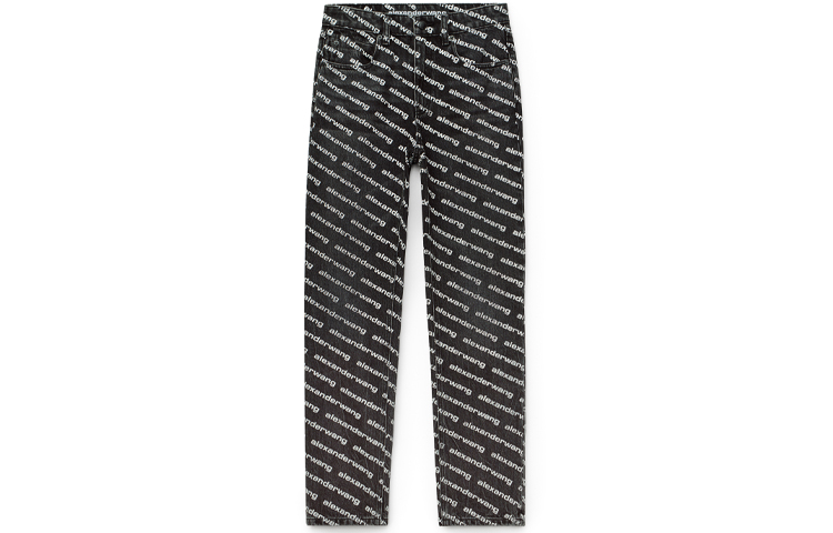 Order (Women) Alexander Wang SS21 Allover Logo High-Waisted Black Jeans for Women 4DC1214892-060