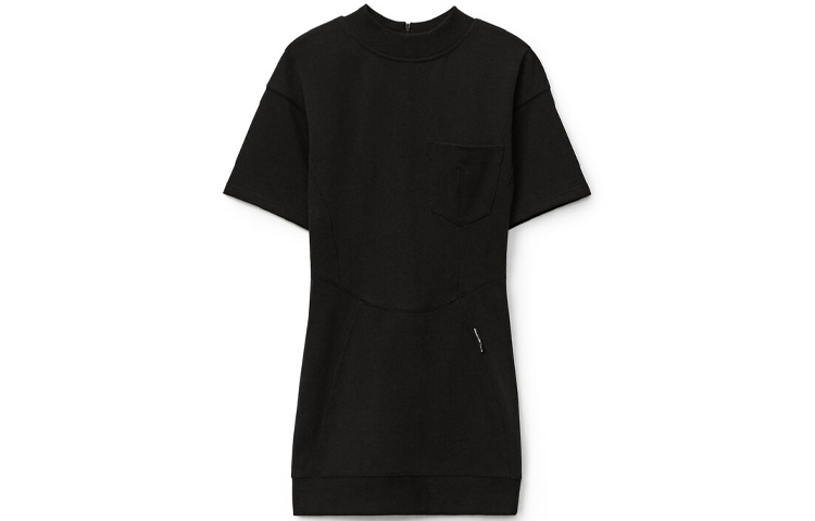 (Women) Alexander Wang SS21 Black Crew Neck Slim Fit Pocket T-Shirt Dress 4CC2216101-001