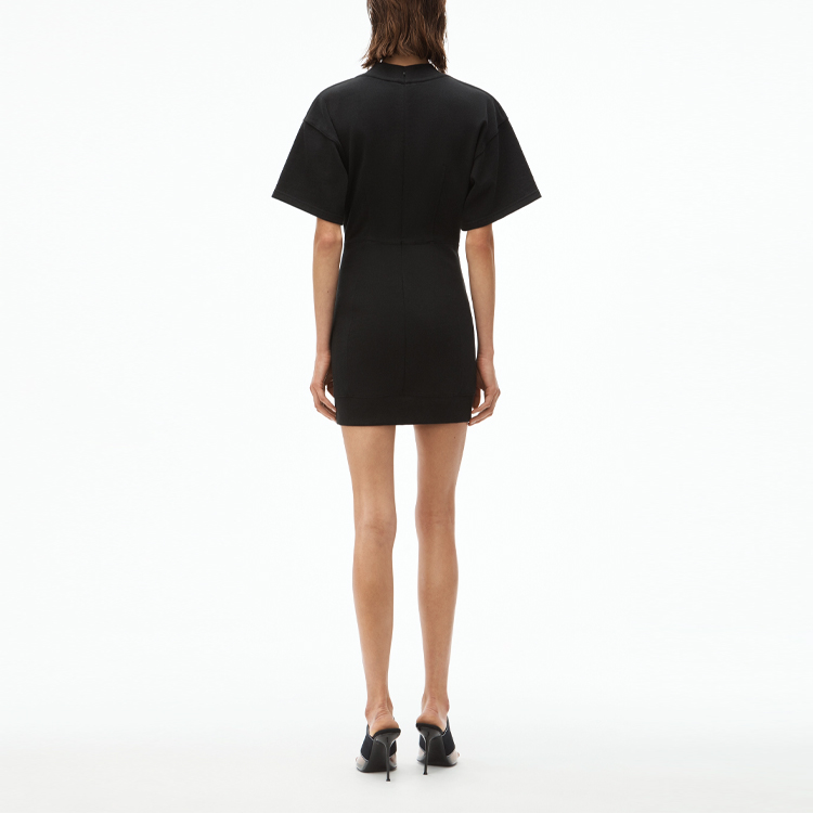 Shop (W) アレキサンダーワン SS21 ブラッククルーネックスリムフィットポケットTシャツドレス 4CC2216101-001