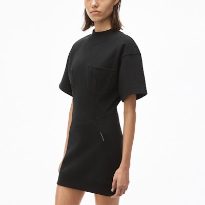 (W) アレキサンダーワン SS21 ブラッククルーネックスリムフィットポケットTシャツドレス 4CC2216101-001 Purchase (W) アレキサンダーワン SS21 ブラッククルーネックスリムフィットポケットTシャツドレス 4CC2216101-001