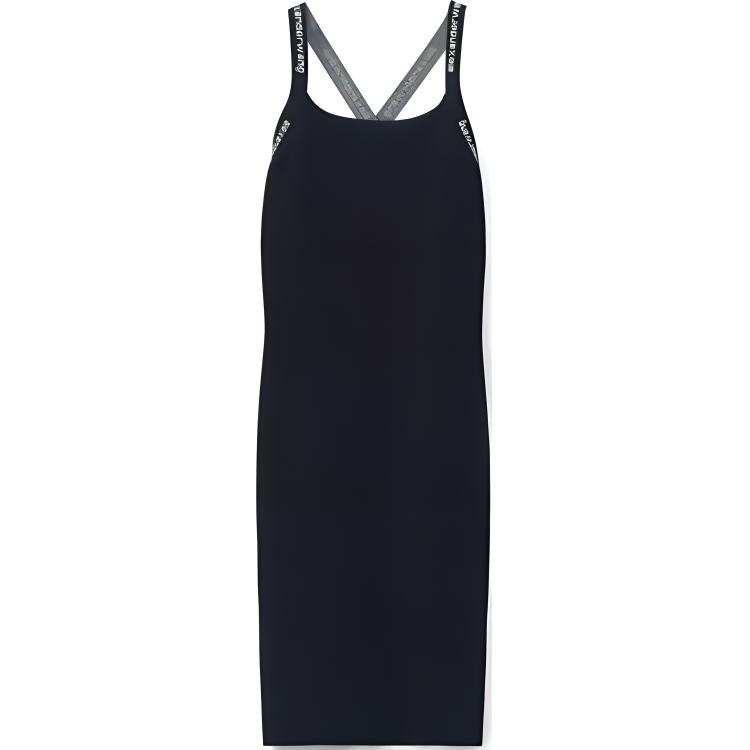 (Women) Alexander Wang SS21 Black Logo Jacquard Strap A-Line Tank Dress 4KC2206036-001