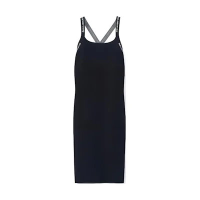 (Women) Alexander Wang SS21 Black Logo Jacquard Strap A-Line Tank Dress 4KC2206036-001