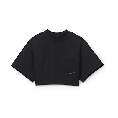 (Women) Alexander Wang SS21 Black Sculpted Cropped Slim-fit T-Shirt. 4CC2211202-001