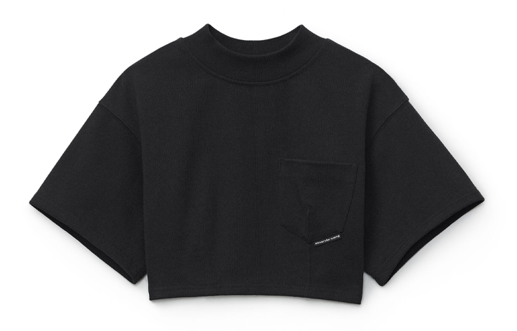 Order (W) アレキサンダーワン SS21 ブラック スカルプテッド クロップド スリムフィット Tシャツ 4CC2211202-001