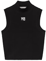 (Women) Alexander Wang SS21 Black Sleeveless Tank Top with Logo Patch. 4KC2211068-001 (Women) Alexander Wang SS21 Black Sleeveless Tank Top with Logo Patch. 4KC2211068-001