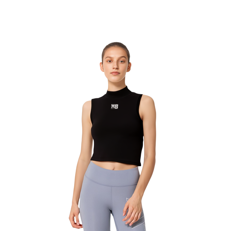 Cheap (W) 亞歷山大·王 SS21 黑色無袖背心搭配標誌補丁 4KC2211068-001