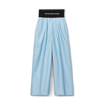 (Women) Alexander Wang SS21 Blue Logo Stretch High-Waisted Tapered Pants 1WC1204234-450