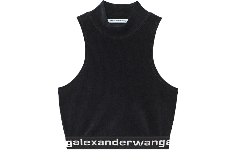 (Women) Alexander Wang SS21 Corduroy Sleeveless Crop Top for Women - Black 4CC2211212-001