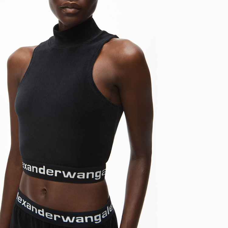 Purchase (W) アレキサンダー ワン SS21 コーデュロイ ノースリーブ クロップトップ - ブラック 4CC2211212-001