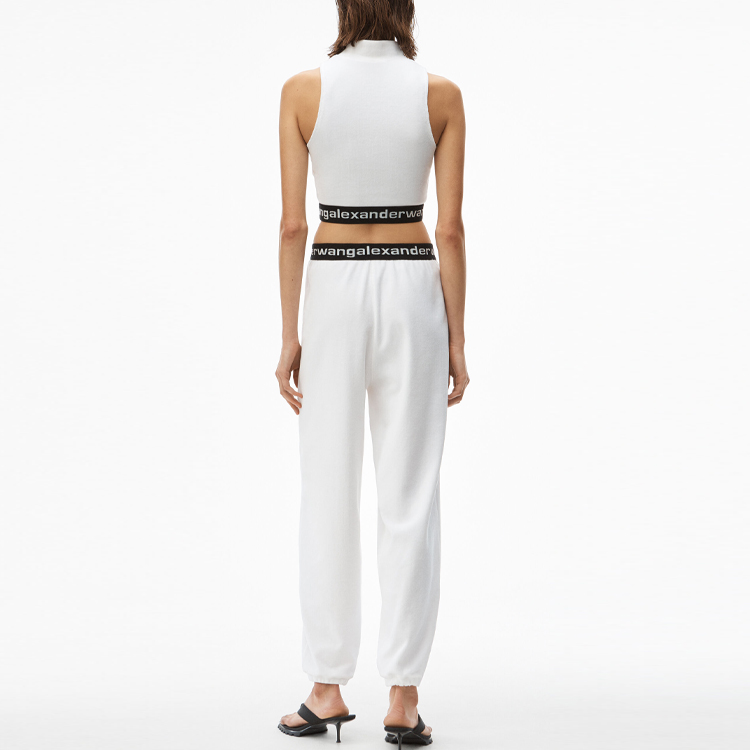 Shop (Women) Alexander Wang SS21 Corduroy Sleeveless Mock Neck Crop Top Women White 4CC2211212-111