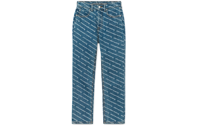 Order (W) 亚历山大王SS21高腰全印花标志牛仔裤女款蓝色 4DC1214893-460