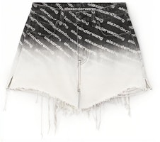 (Women) Alexander Wang SS21 Gradient Logo Denim Shorts Women Grey White 4DC2214907-031 (Women) Alexander Wang SS21 Gradient Logo Denim Shorts Women Grey White 4DC2214907-031