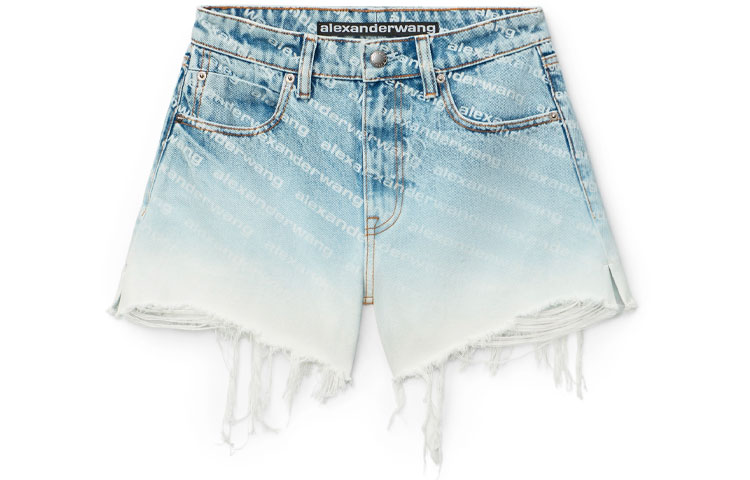 (Women) Alexander Wang SS21 Gradient Logo Shorts Women Blue - Trendy Date Outfit 4DC2214930-270