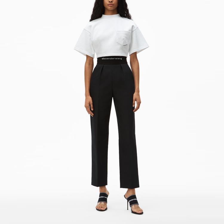 Lookbook (W) Pantalones Negros Rectos de Talle Alto Alexander Wang SS21 Mujer Casual. 1WC2214345-001
