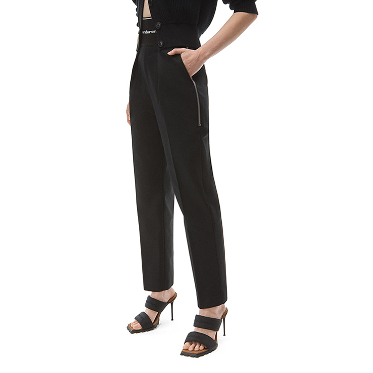 Sizing (W) Pantalones Negros Rectos de Talle Alto Alexander Wang SS21 Mujer Casual. 1WC2214345-001