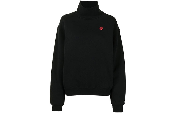 (Women) Alexander Wang SS21 High Neck Sweatshirt Black with Logo Heart Embroidery UCC2201393-001