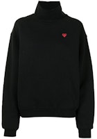 (Women) Alexander Wang SS21 High Neck Sweatshirt Black with Logo Heart Embroidery UCC2201393-001 (Women) Alexander Wang SS21 High Neck Sweatshirt Black with Logo Heart Embroidery UCC2201393-001