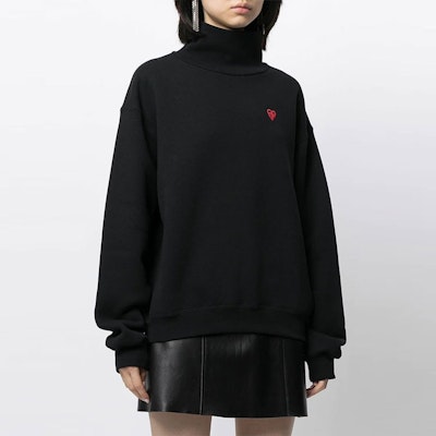 (W) Alexander Wang SS21 Baju Sweatshirt Hitam Leher Tinggi Logo Sulam Hati UCC2201393-001 Shop (W) Alexander Wang SS21 Baju Sweatshirt Hitam Leher Tinggi Logo Sulam Hati UCC2201393-001