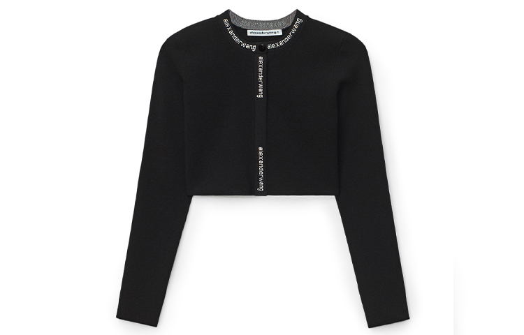 (Women) Alexander Wang SS21 Logo Jacquard Cardigan Black 4KC2213076-001