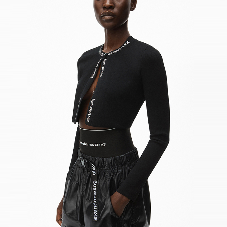 Purchase (W) Cárdigan Negro Alexander Wang SS21 Logo Jacquard 4KC2213076-001