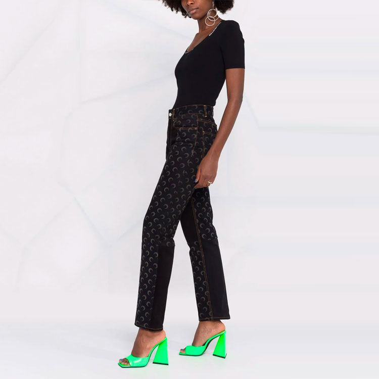 Purchase (W) 亚历山大王 SS21 女士Logo提花弹力针织短袖T恤 黑色 4KC4211057-001