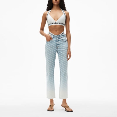 (Women) Alexander Wang SS21 Logo Mid-Rise Printed Jeans Women Blue White Gradient. 4DC2214906-270 Lookbook (Women) Alexander Wang SS21 Logo Mid-Rise Printed Jeans Women Blue White Gradient. 4DC2214906-270