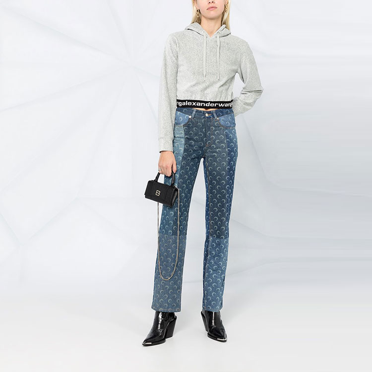 Shop (W) 알렉산더 왕 SS21 로고 프린트 크롭 후디 그레이. 4CC1211197-030