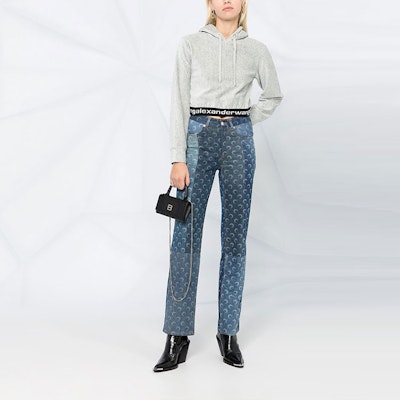 (W) 알렉산더 왕 SS21 로고 프린트 크롭 후디 그레이. 4CC1211197-030 Shop (W) 알렉산더 왕 SS21 로고 프린트 크롭 후디 그레이. 4CC1211197-030