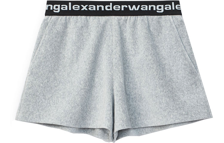 Order (W) Shorts de Pana Elástica con Logo Alexander Wang SS21 Gris 4CC1204025-030
