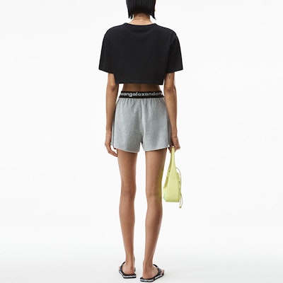 (W) Shorts de Pana Elástica con Logo Alexander Wang SS21 Gris 4CC1204025-030 Shop (W) Shorts de Pana Elástica con Logo Alexander Wang SS21 Gris 4CC1204025-030