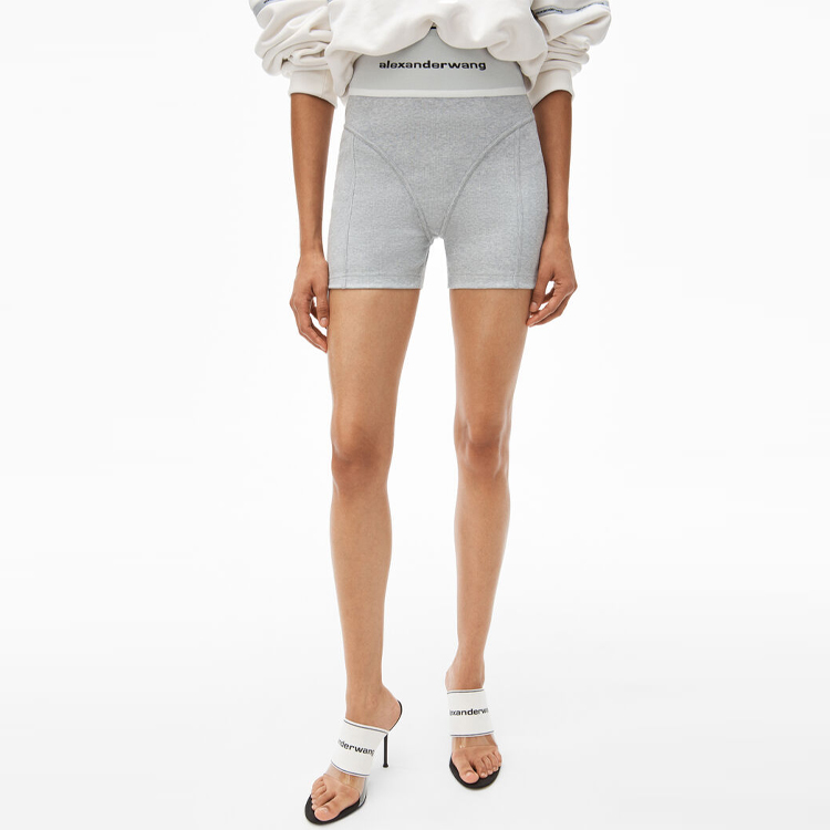 Purchase (W) Alexander Wang SS21 灰色標誌彈性健身短褲 1CC2214362-020