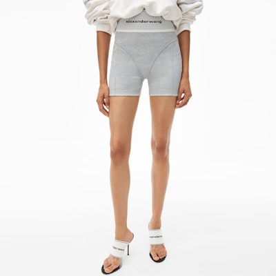 (W) Alexander Wang SS21 灰色標誌彈性健身短褲 1CC2214362-020 Purchase (W) Alexander Wang SS21 灰色標誌彈性健身短褲 1CC2214362-020