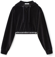 (Women) Alexander Wang SS21 Logo Stretch Pullover Hoodie Black for Women 4CC1211197-001 (Women) Alexander Wang SS21 Logo Stretch Pullover Hoodie Black for Women 4CC1211197-001