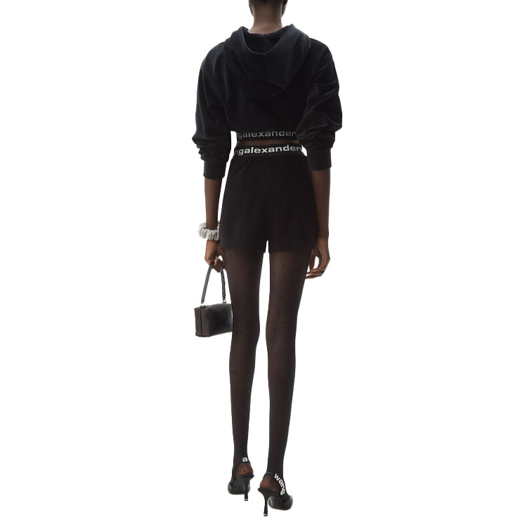 Shop (W) 알렉산더 왕 SS21 로고 스트레치 풀오버 후디 블랙 여성용 4CC1211197-001