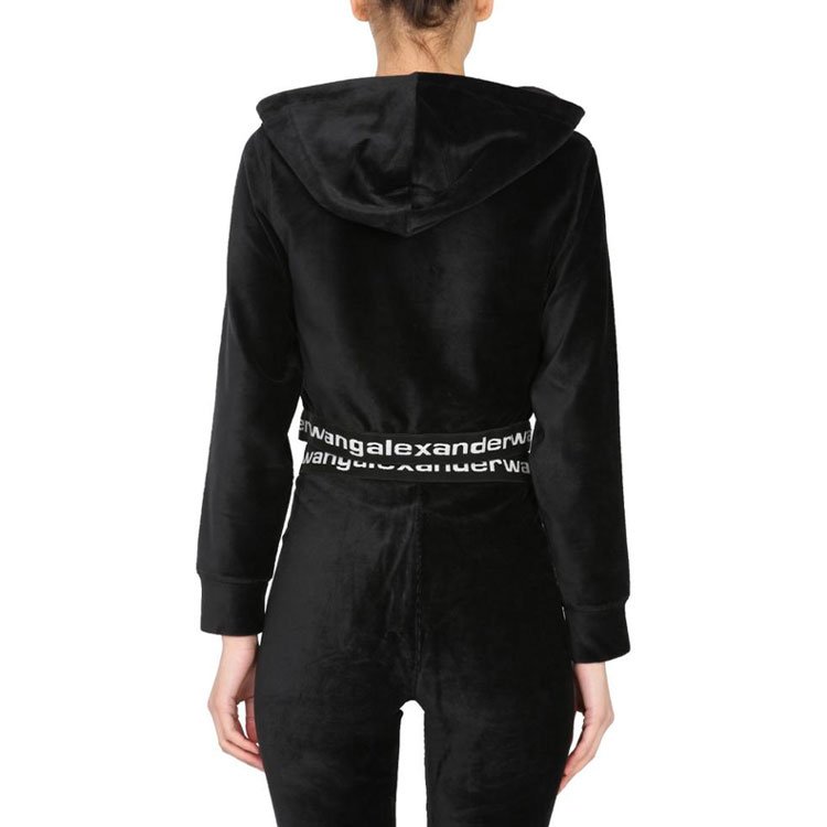 Cheap (W) 알렉산더 왕 SS21 로고 스트레치 풀오버 후디 블랙 여성용 4CC1211197-001