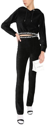 (W) 알렉산더 왕 SS21 로고 스트레치 풀오버 후디 블랙 여성용 4CC1211197-001 1