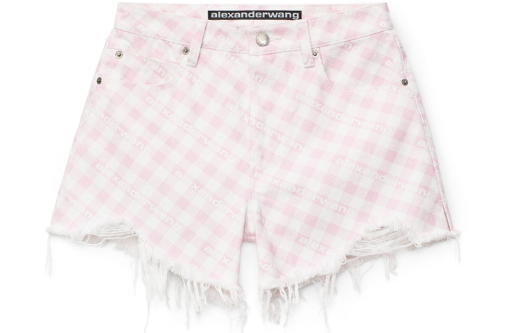 Order (Women) Alexander Wang SS21 Pastel Plaid Bite Shorts Pink 4DC2214939-688