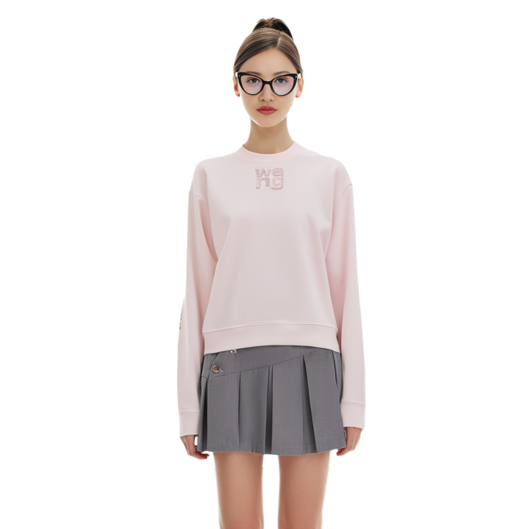 Details for (W) 알렉산더왕 SS21 핑크 로고 프린트 캐주얼 스웨트셔츠. 4CC1201157-683