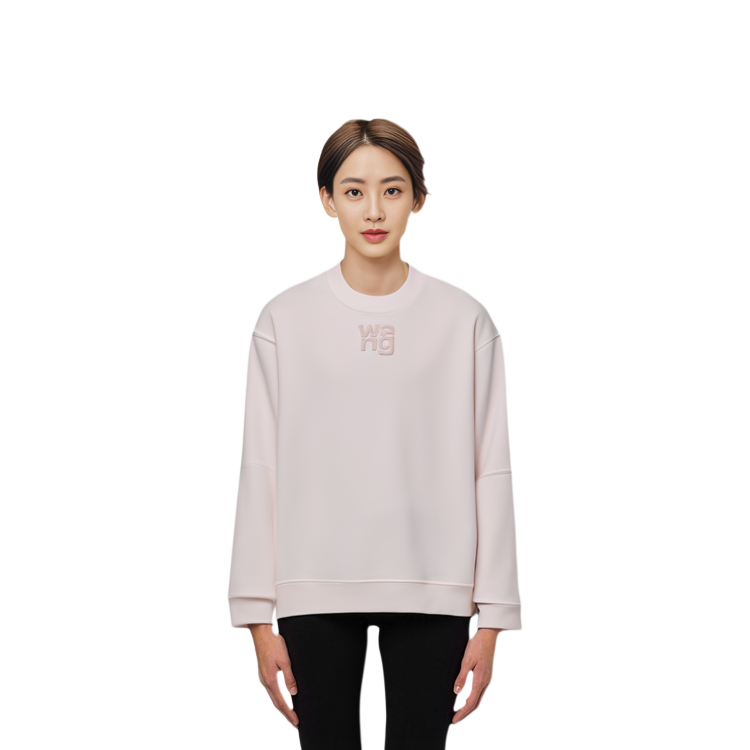 Sizing (W) 알렉산더왕 SS21 핑크 로고 프린트 캐주얼 스웨트셔츠. 4CC1201157-683