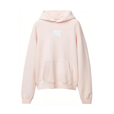 (Women) Alexander Wang SS21 Pink Foam Logo Hoodie Pullover Sweatshirt. UCC1211023-683