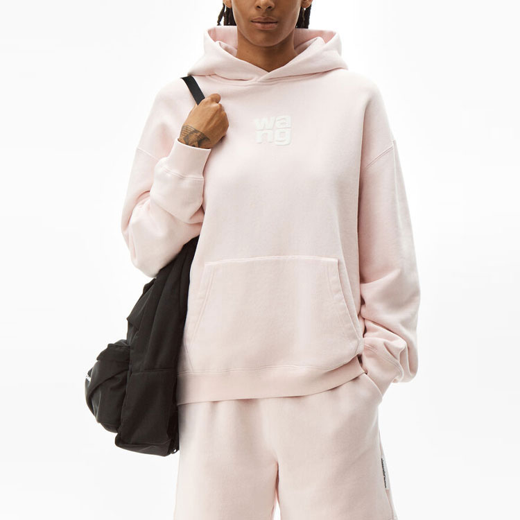 Lookbook (W) Alexander Wang SS21 Logo Hoodie Sweatshirt Merah Jambu Foam. UCC1211023-683