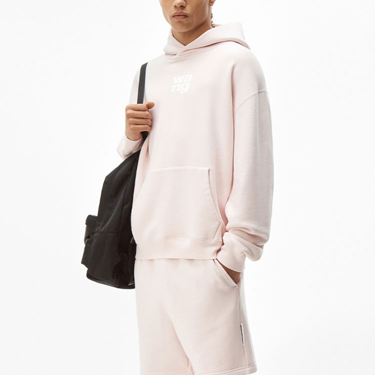 Purchase (W) Alexander Wang SS21 Logo Hoodie Sweatshirt Merah Jambu Foam. UCC1211023-683