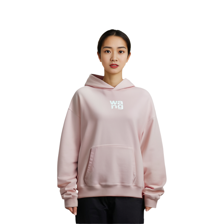 Sizing (W) Alexander Wang SS21 Logo Hoodie Sweatshirt Merah Jambu Foam. UCC1211023-683