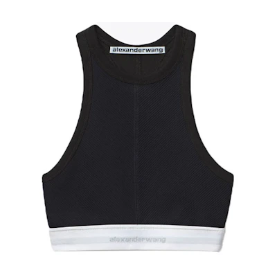 (Women) Alexander Wang SS21 Reflective Logo Bra Tank Top Women Black 1CC2218053-001