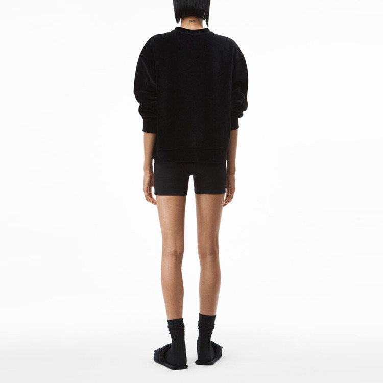 Purchase (W) 알렉산더 왕 SS21 블랙 라인스톤 로고 여성 긴팔 맨투맨 4CC3211265-001