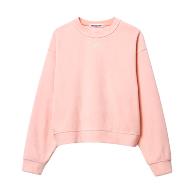 (Women) Alexander Wang SS21 Rhinestone Logo Pink Sweatshirt Long Sleeve. 4CC3211265-691