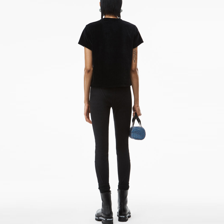 (Women) Alexander Wang SS21 Rhinestone Logo Short Sleeve T-Shirt Black 4CC3211253-001 圖 4