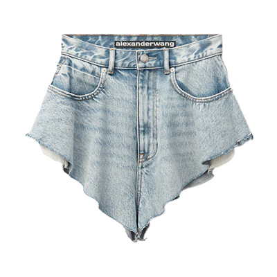 (Women) Alexander Wang SS21 Ruffled Denim Shorts for Women Blue 4DC1204638-113
